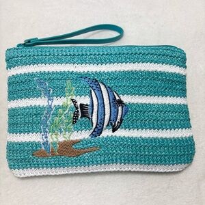 Vera Bradley Zip Top Straw Wristlet ANTILLES TREASURE Turquoise